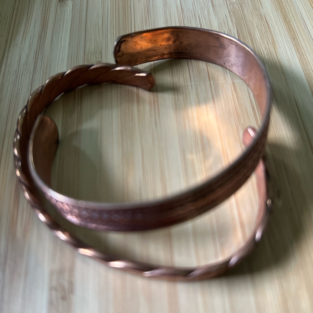 Elegant Copper Cuff Bracelet Duo - Picture 3 of 3